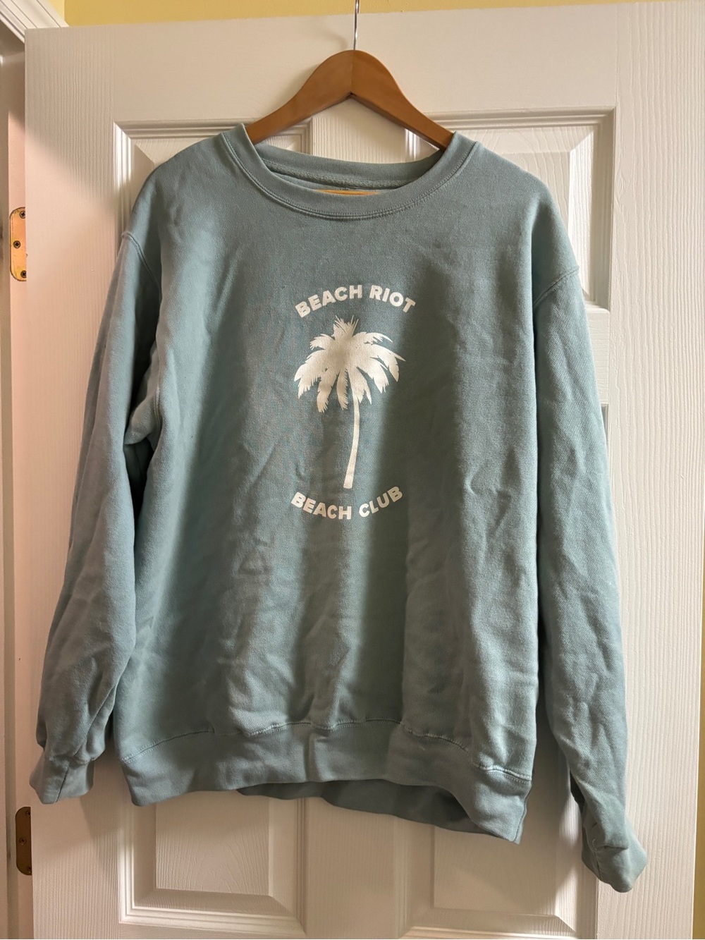 Beach Riot Light Teal Palm-Graphic Crewneck Sweatshirt